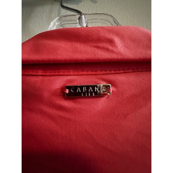 Cabana Life Coral Mini Dress Size XL Drawstring Waist Button Up Resort Vacation - Picture 8 of 12